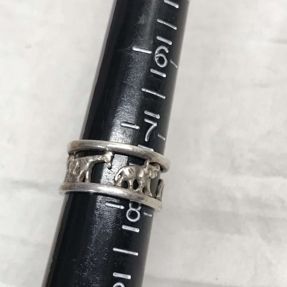 Vintage Sterling Silver Animal Ring Lion Rhino Hippo - Picture 3 of 15